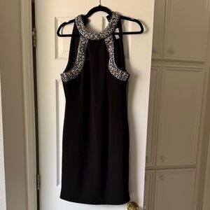 Elegant Black Dress with Silver Accents